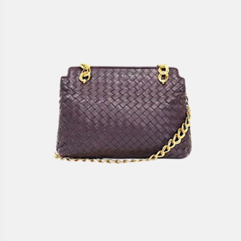 BOTTEGA VENETA 2000S INTERCCIATO LEATHER CHAIN BAG